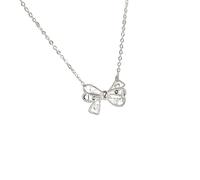 KnSam Collana da donna moderna Au 375/585/750, in oro bianco, con fiocco e nodo cavo, in oro bianco 9 K/14 K/18 K, da donna, 40 + 5 cm, Oro bianco 9 carati (375), Senza ciconia