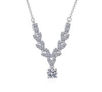 KnSam Collana da donna moderna da laboratorio creata con diamanti e filamenti in oro bianco 18 K 750, Au750, collana da donna in oro vero argento, 45 + 5 cm