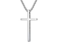 KnSam Collana da uomo in acciaio inossidabile, ciondolo a croce valuta argento/nero fantasia