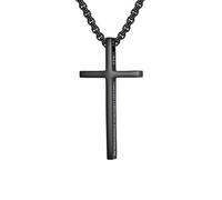 KnSam Collana da uomo in acciaio inossidabile, ciondolo a croce valuta argento/nero fantasia