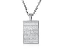 KnSam Collana da uomo in acciaio inossidabile, ciondolo a forma di preghiera croce, colore: oro/argento/nero