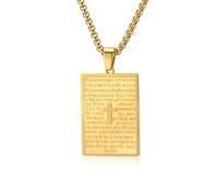 KnSam Collana da uomo in acciaio inossidabile, ciondolo a forma di preghiera croce, colore: oro/argento/nero