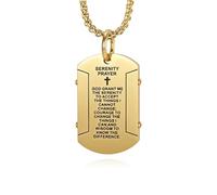 KnSam Collana da uomo in acciaio inossidabile, ciondolo a forma di preghiera croce, colore: oro/argento/nero fantasia