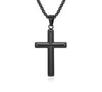 KnSam Collana da uomo in acciaio inox, con ciondolo a forma di croce, personalizzabile