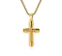 KnSam Collana da uomo in acciaio inox, con ciondolo a forma di croce, personalizzabile, unisex