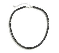 KnSam Collana da uomo in pietra per partner a forma di ematite sferica, colore nero, con ematite, 30-50 cm, Pietra, Ematite