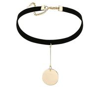KnSam Collana girocollo da donna, girocollo in velluto, regolabile, per Halloween, compleanno, feste, cosplay, oro, nero, 32 + 8,3 cm, Acciaio inossidabile, Senza zirconi