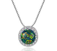 KnSam Collana in argento a forma di cuore creata opale collana da donna in vero argento 925 collana da donna in vero argento 925 ciondolo collana verde, Argento sterling, Opale sintetico