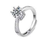 KnSam Coppia di anelli da laboratorio creati con diamanti, 6 artigli, 18 K, Au750, oro bianco, oro 750, anello di fidanzamento in vero oro, argento, misura 47-65, Oro bianco 18 carati (750