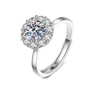 KnSam Coppia di anelli da sposa in oro bianco 750, anello di diamanti 4 artiglio con laboratorio, diamanti 18 K, argento, misura 47-65, Oro bianco 14 carati (585), Laboratorio Creato Diamante