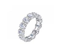 KnSam Coppia di anelli in vero oro bianco 750 18 K, anello da sposa classico con moissanite taglio ovale, anello Au750 oro, argento, 61 (19,4)