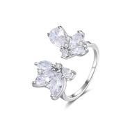 KnSam Coppia di anelli in vero oro bianco 750 18 K, anello nuziale farfalla con moissanite taglio marquise, anello Au750 oro, argento, 61 (19,4)