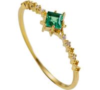 KnSam Fedi nuziali da laboratorio create verde smeraldo anello dell'amicizia classico oro Au750 taglio quadrato 18 carati, anello in oro giallo 18 carati, con moissanite autentica gioielli, oro