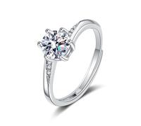 KnSam Fedi nuziali in moissanite, 6 artigli, in oro bianco 750 18 K, Au750, 61 (19,4)
