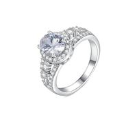 KnSam Fedi nuziali in oro bianco 18 carati Au750, anello dell'amicizia classico con laboratorio, diamanti taglio ovale, anello partner oro 750 con moissanite, misura 47-65, Oro bianco 9 carati (375