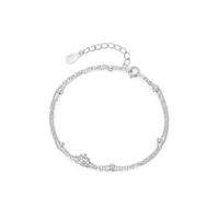 KnSam Gioielli genuini Bracciali da donna Oro bianco 9K/14K/18K, bracciale a maglie da donna a doppio strato con sfera con laboratorio Creato Diamante, Au 375/585/750 oro bianco, 18+5CM, Oro bianco 9