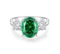 KnSam Gioiello in vero oro 18 carati, 750, classico, per coppie, con laboratorio, realizzato in oro rosa zaffiro verde, taglio ovale, moissanite PT950 platino, misura 47-65