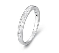 KnSam Gioiello in vero oro bianco Au 375/585/750, anelli dell'amicizia mezza eternità con moissanite taglio rettangolare, 9 K/14 K/18 carati, oro bianco 9 K, misura 47 - 65, Oro bianco 9 carati (375