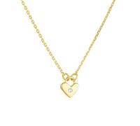KnSam Gold Au375/585/750 - Collana da donna con ciondolo a forma di cuore, in oro giallo 9 K/14 K/18 carati, 40 + 5 cm, Oro giallo 18 carati (750), Diamante