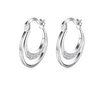 KnSam Orecchini a cerchio da donna, in oro bianco 18 carati, orecchini a cerchio grande, Au750, da donna, vintage, vero argento