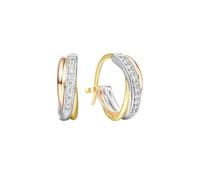 KnSam Orecchini a cerchio in oro 18 K, 750, 0,14 carati, creati da laboratorio con diamanti da donna, triplo cerchio rotondo bianco, veri orecchini boho oro giallo au750
