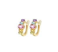 KnSam Orecchini a cerchio in oro giallo 9 K/14 K/18 carati, con gemma naturale, stile classico, taglio ovale, multicolore, Au750/585/375, Oro giallo, Pietra preziosa naturale