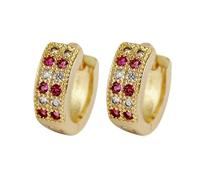 KnSam Orecchini da donna in oro 18 carati 750, orecchini a cerchio classici creati con laboratorio, diamanti rubini colorati, orecchini in oro giallo Au750, oro giallo