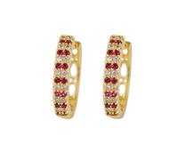 KnSam Orecchini da donna in oro 750 da 18 carati, orecchini a cerchio con laboratorio, diamanti rubini colorati, oro giallo 18 carati