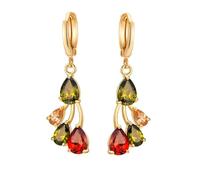 KnSam Orecchini da donna in oro 9 carati 375, orecchini classici con moissanite taglio a goccia, in oro giallo 9 carati, gioielli da donna in vero oro, Oro giallo 9 carati (375), Granato Rubino