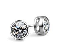 KnSam Orecchini da donna in oro bianco 18 carati, gioielli veri, classici da donna con laboratorio, realizzati con diamanti taglio brillante, orecchini pendenti Au750, oro, Oro bianco 18 carati (750