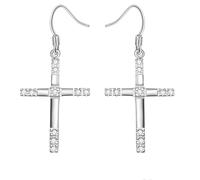 KnSam Orecchini da donna in oro bianco 18 K 750, orecchini a croce con diamante, orecchini da donna Au750 oro, argento