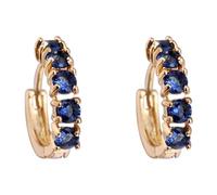 KnSam Orecchini da donna in oro vintage 18 carati, orecchini a cerchio classici con moissanite blu, boho Au 750, oro, Oro giallo 18 carati (750), Laboratorio Creato Zaffiro