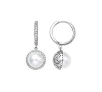 KnSam Orecchini da donna in vero oro bianco 750, 7,5 - 8 mm, taglio rotondo bianco, orecchini boho con moissanite 18 carati