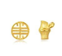 KnSam Orecchini di Natale in oro giallo 750, a forma di bambù, da donna, in oro 18 carati