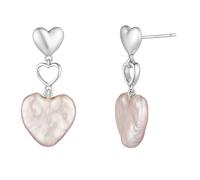 KnSam Orecchini in vero argento Sterling 925, a forma di cuore, con perle, per ragazze