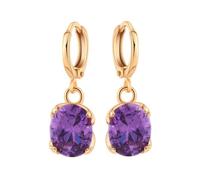 KnSam Orecchini vintage in oro giallo 18 carati Au750, orecchini classici con ametista viola taglio ovale, piccoli orecchini da donna in oro 18 carati, Oro giallo, Ametista Moissanite