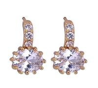 KnSam Oro 750 18 carati, orecchini classici con ametista viola taglio ovale, oro giallo 18 carati, senza nichel, oro giallo 18 carati, Oro giallo 18 carati (750), Moissanite