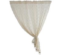 KnSam Rod Pocket - Tendina semitrasparente in pizzo con motivo ricamato, colore beige, per cucina, 1 pezzo, in cotone, lino, per soggiorno, 110 x 120 cm (altezza x larghezza)