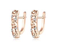 KnSam Rose Gold Au750 - Orecchini a cerchio da donna, 18 carati, con fiori, in oro rosa 18 carati, colore: oro rosa