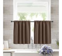 KnSam Tende corte per finestre, oscuranti per cucina, finestre, trattamento termico delle finestre e caffè, 90 x 60 cm, set da 2 pezzi, colore marrone