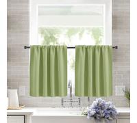 KnSam Tende corte per finestre, oscuranti per cucina, finestre, trattamento termico delle finestre e caffè, 90 x 60 cm, set da 2 pezzi, verde