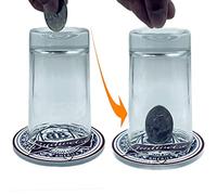 KNSHTH Moneta attraverso tazza di vetro trucchi magici per adulti, Close Up Coin illusioni puntelli magici per mago (marrone)