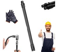 Knubbuf 1/2 Flexible Shaft Extension Extender Torque Socket, 360 Degree Bendable Spanner Extender Wrench Power Bar, Heavy Duty Flexible connecting Rod Impact Tool for Automotive repair (350mm)