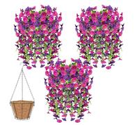 Knubbuf 2/4/6/8Pcs Artificial Hanging Flowers, 76cm UV Resistant Hanging Artificial Morning Glory Vine, Fake Trailing Plants Outdoor with Baskets for Wedding Garden Yard Home Decor (Rose Red, 6Pcs)