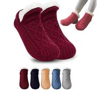Knubbuf Admissioni Thermal Socks, Admissioni Indoor Non-Slip Thermal Socks, Fleece-Lined Non-Slip Thermal Slippers Socks for Women (IT, Testo, L, Regular, Regular, Red)