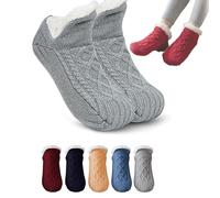 Knubbuf Admissioni Thermal Socks, Admissioni Indoor Non-Slip Thermal Socks, Fleece-Lined Non-Slip Thermal Slippers Socks for Women (IT, Testo, M, Regular, Regular, Grey)