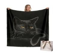 Knubbuf Cute Black Cat Blanket for Humans,Black Cat All Season Blankets,Flannel Throw Blankets for Home Couch Bed Sofa Soft Cozy Lightweight All Season Decor (100x130cm)