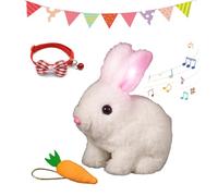 Knubbuf Fanyil Bunny Pal Interactif, Fanyil Bunnypal Interactif, Realistic Interactive Lapin Bunny Pal Carrot and Lamp, Bunnypal Interactif Il Bouge Il Couine Et émerveille Les Enfants (White)