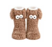 Knubbuf Fluffy Slipper Socks for Women, Monster Novelty House Socks, Warm Winter Bed Socks with Non-Slip Sole, Funny Christmas Birthday Gifts for Ladies