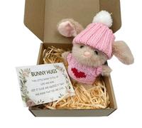Knubbuf Mini Bunny Hug Cute Easter Gift, Handmade Crochet Bunny Hugs in a Box, Easter Bunnys Toy, Pocket Hugs Gift for Easters, Cute Plush Rabbit Doll for Kids & Friends (Pink)